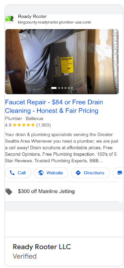 Ready Rooter $84 or free ad