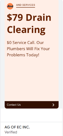 AND Services $79 drain clearing ad