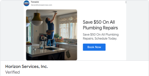 Fenwick save $50 on all plumbing repairs ad