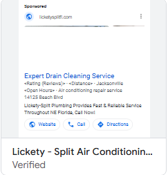 Lickety-Split expert drain cleaning ad