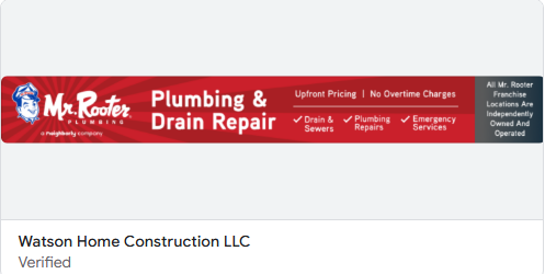 Mr Rooter plumbing and drain repair banner