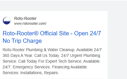 Roto-Rooter no trip charge ad